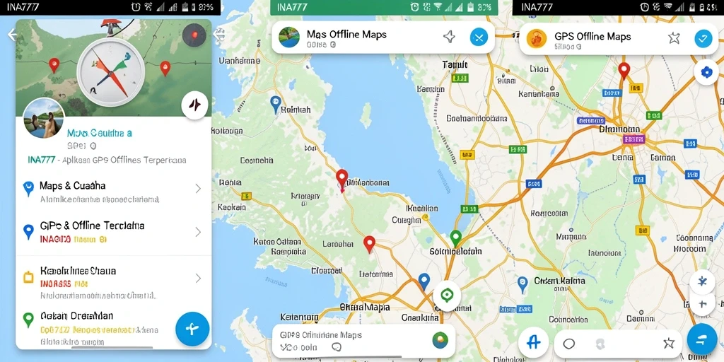 Antarmuka aplikasi INA777 yang intuitif untuk navigasi GPS Offline Maps.