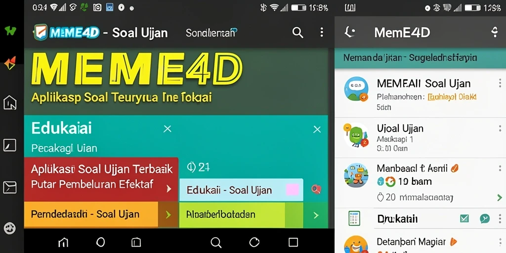 Antarmuka pengguna MEME4D yang menarik dan interaktif untuk soal ujian.