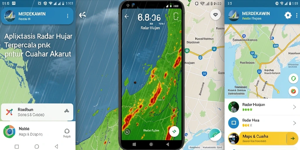 Antarmuka aplikasi MERDEKAWIN menunjukkan radar hujan yang akurat dan interaktif.