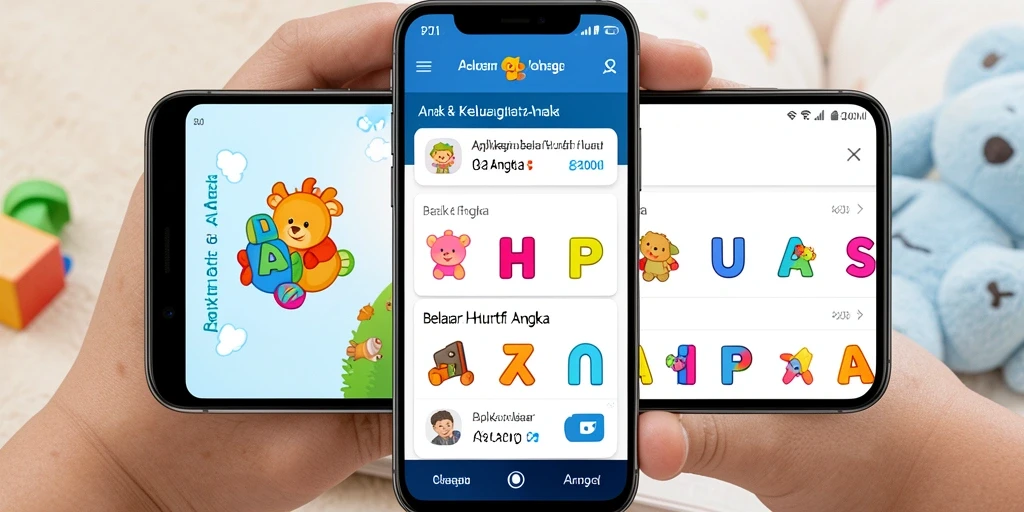 Antarmuka P200M yang ceria dan interaktif untuk belajar huruf dan angka.