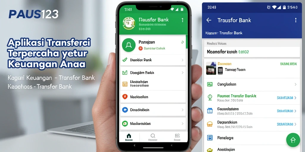 Tampilan antarmuka PAUS123 untuk fungsi Transfer Bank yang user-friendly.