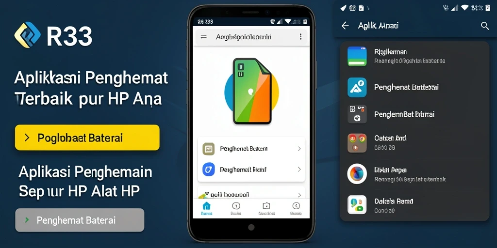 Screenshot utama RR33 menampilkan antarmuka aplikasi penghemat baterai yang sederhana dan fungsional.