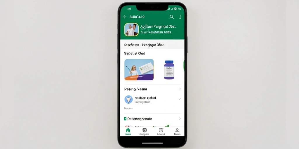 Tampilan antarmuka SURGA19 yang user-friendly dengan pengingat obat.